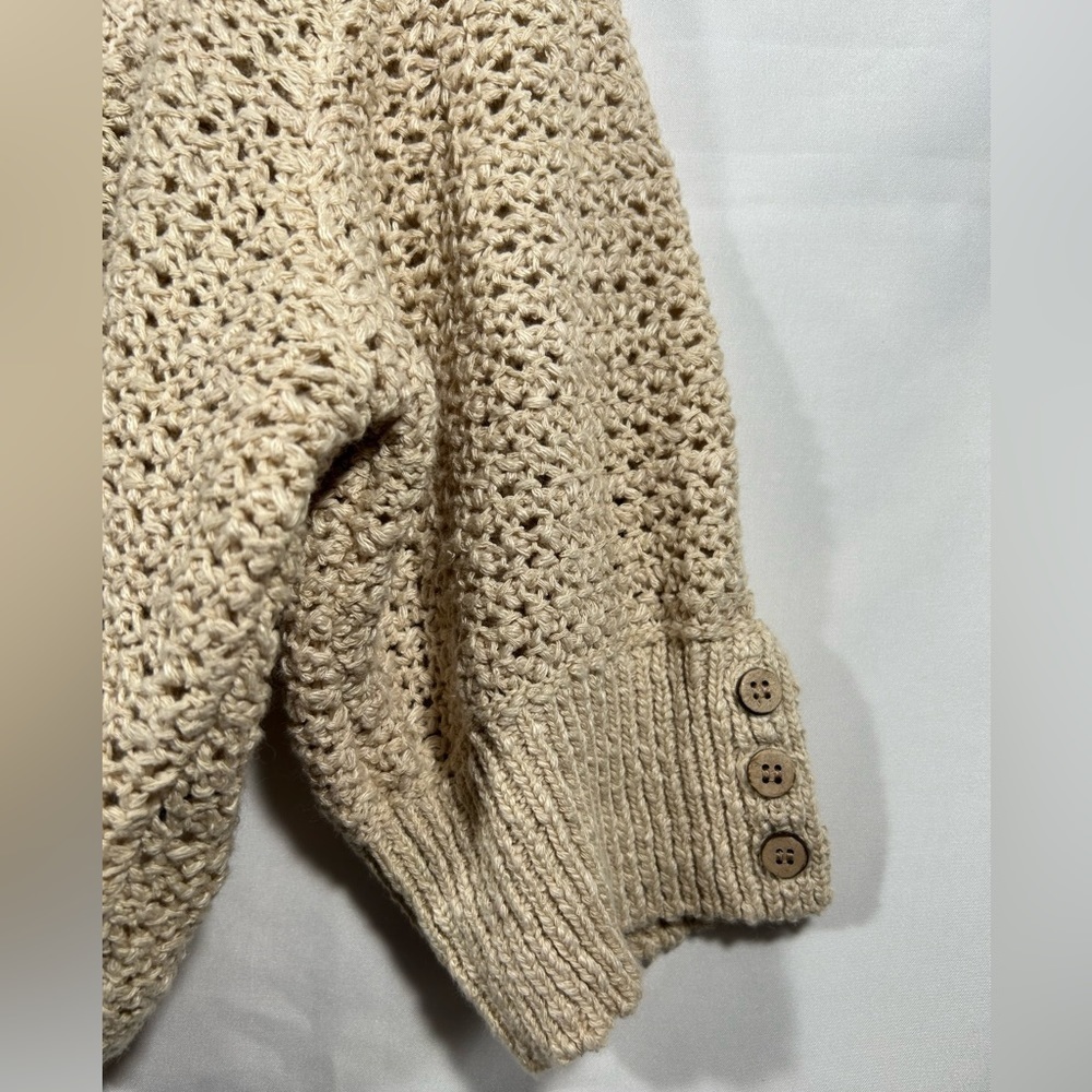 NEW Free People Crochet Knit Cropped Womens Button Down Sweater Cardigan Sz L - Picture 5 of 11